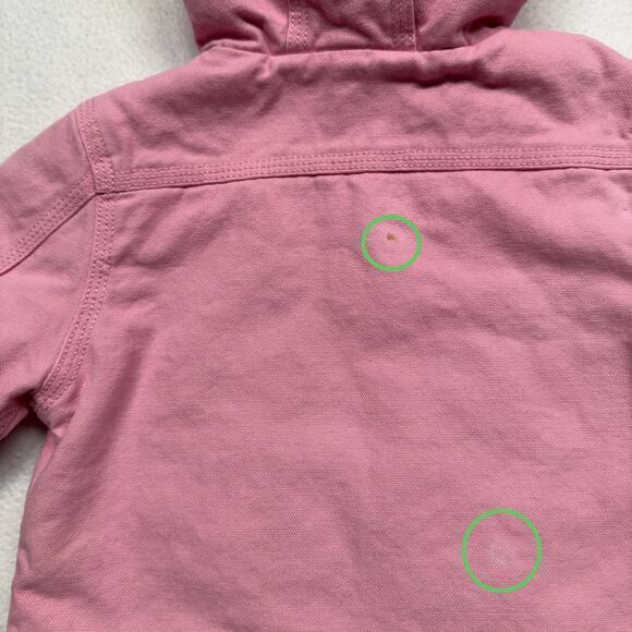 Carhartt Toddler Girls 18M Duck Canvas Jacket Sherpa Lined Hooded Insulated Pink - Picture 8 of 11